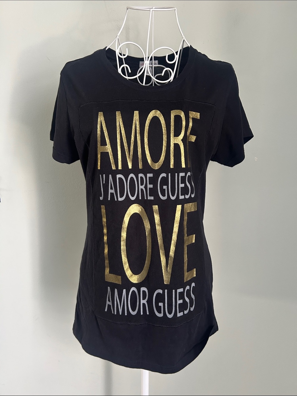 Guess Black Short Sleeve 'Amore Love' Graphic Tee